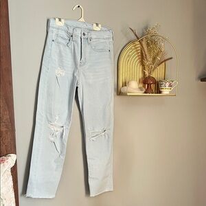 Old Navy Light Blue Distressed High-Rise Skinny Jeans